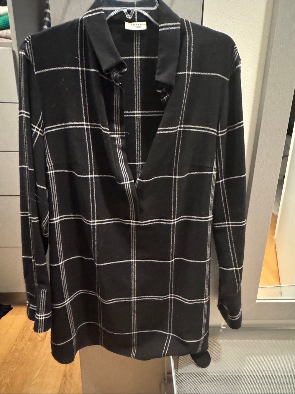 Akris Punto Black Tunic with White Windowpane Grid